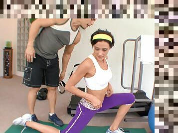 Brunette Eva Sinn gets fucked by her trainer during a workout