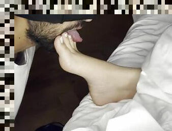 foot slave worship mistress feet while rested