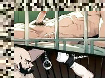 dubur, menghisap-zakar, zakar-besar, interracial, homoseksual, kartoon, hentai, penjara, gay, penjara-prison