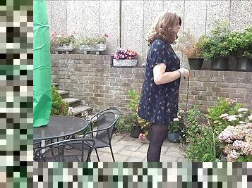 Crossdresser sexy alison playinging in the garden