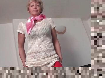 Old lady in sexy outfit teases us solo