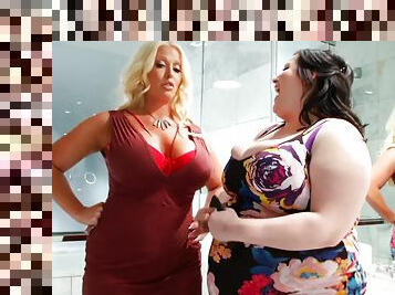 BBW Eliza Allure gets licked and drilled by MILF Alura Jensen