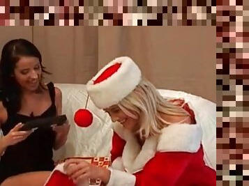 Santa girl and lover have lesbian sex for Christmas