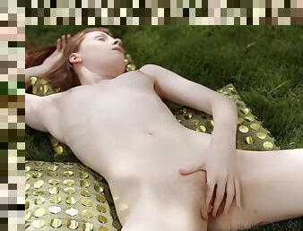 Tiny Redhead Teen Outdoor Masturbation