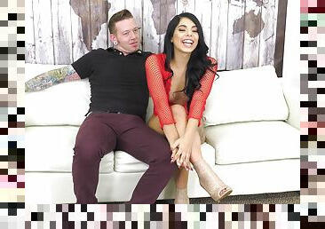 Gorgeous brunette Gina Valentina is in need of a man's fat dong