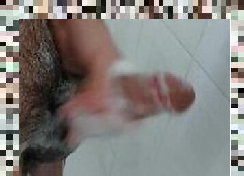 Washing my big wet dick