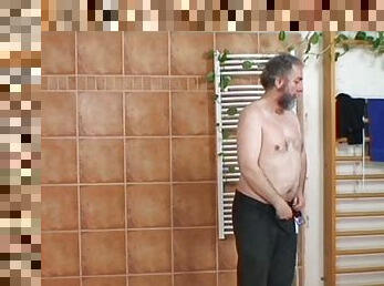 Grandpa hurts his back in the shower and the teen fucks him better