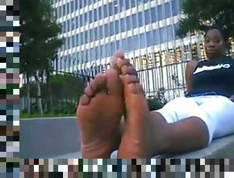 West Indies Negress Shows Her Big Black Feet And Soles