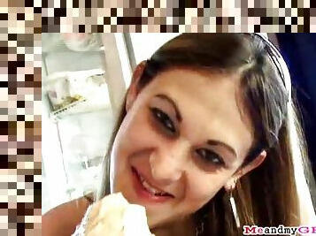 Girlfriend eats ice cream and looks hot