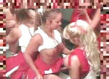 Lesbian cheerleader orgy gets going