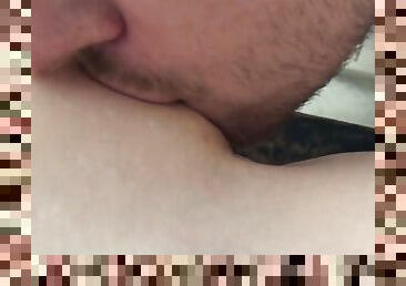 Close up clit tongue play