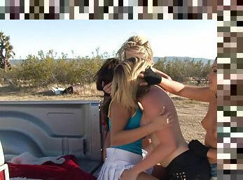 Three precious hotties are going lesbian on the pickup