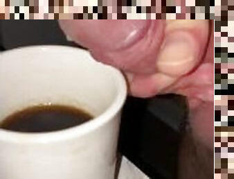 My wife asked for some “special” coffee creamer this my in her cup—slo-mo-close up