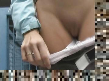 Pretty young lady public flashing