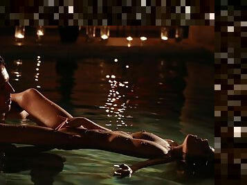 Swimming pool night fuck with seductive Rebecca Volpetti