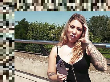 Public Sex Date at berlin freeway with german tattoo slut