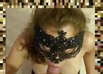 Amateur Latina Blowjob and Cum in Mouth - I love to suck his dick wile he records me in a mask