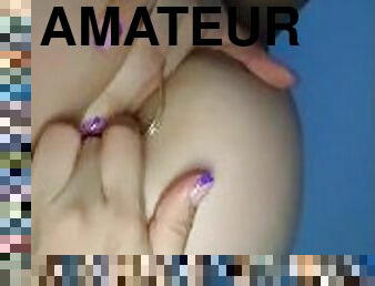 masturbation, fitta-pussy, amatör, anal, brudar, leksak, tight, vit, vått