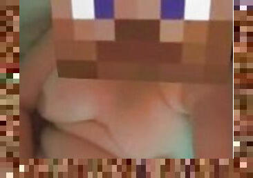 Steve from Minecraft plays with her pussy