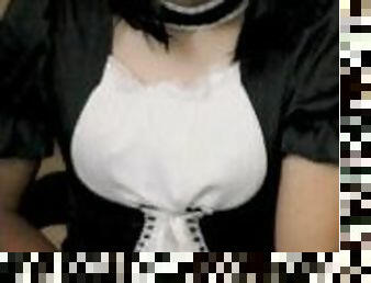 Trans maid wets her panties for you