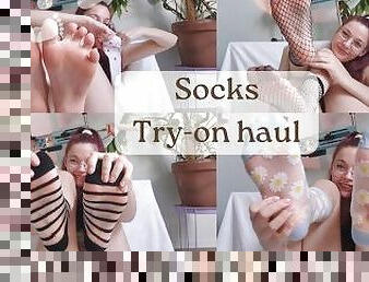 Socks panty socks and fishnets try-on haul