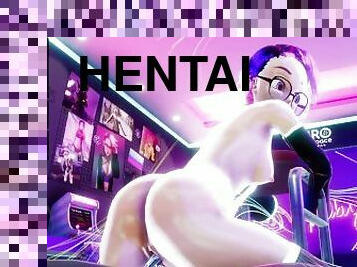 Hentai VTuber GF fucked by chat and spanked with huge dildo