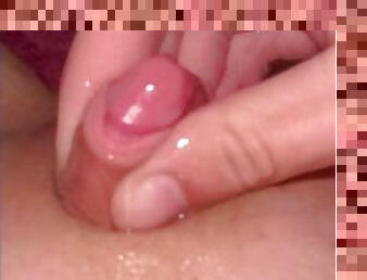 clito, énorme, masturbation, chatte-pussy, amateur, jouet, secousses, point-de-vue, solo