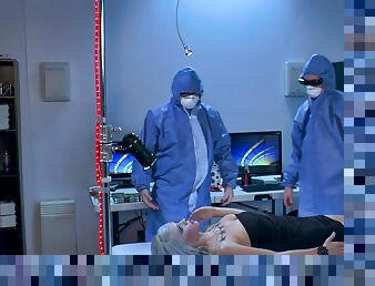 Kinky MMF threesome with two doctors and a sexy blonde patient