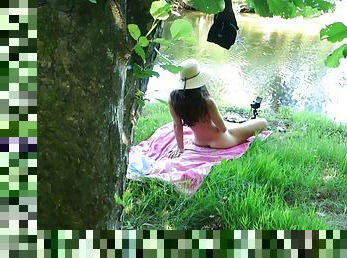 Solo Girl Exhibiting Outdoor At The River