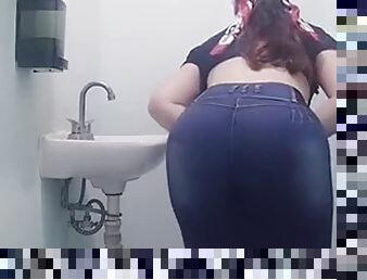 Sexy mexican latina with big ass takes off her entire uniform and shows her breasts and her big butt and underwear amateur milf