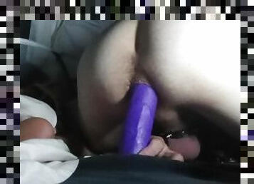 Quick jerk and cum with dildo insertion in back of my boyfriend's van