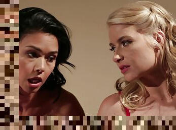 Best friends Anikka Albrite and Dana Vespoli have sex on the bed