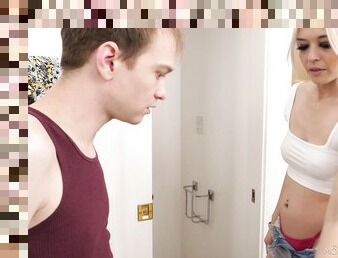Skinny dude with a long dick gets a sloppy blowjob by Tiffany Fox