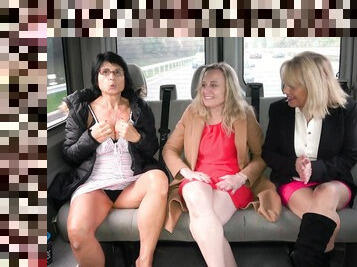 Cock hungry matures Ivana and Iveta have nasty group sex in the van